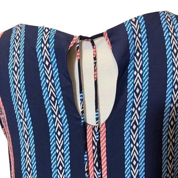 Hatley Meghan Dress Navy Blue Pink Herringbone Stripes Back Tassel Size Small - Picture 7 of 13